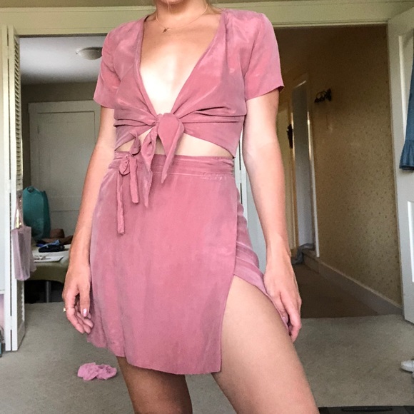 Cloud Hunter Co. Dresses & Skirts - Cloud Hunter Co. Mauve Wrap Top and Skirt Set